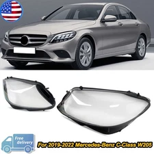 Pair Headlight Headlamp Lens Cover For Mercedes-Benz C Class W205 2019-2020