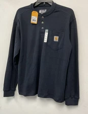 Carhartt Relaxed Fit Heavyweight LS Navy Blue Henley Thermal TK4429-Mens Small