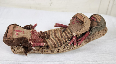 VTG Folk Art Peruvian Chancay Burial Doll Textile Cloth Canoe Ancestor Remember