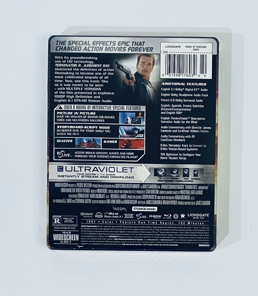 TERMINATOR 2 : JUDGEMENT DAY / Blu Ray Steelbook - Factory Sealed * MINT COPY * - Image 2 of 4