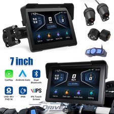 Wireless Motorcycle CarPlay Android Auto 7" Touch Screen GPS Navigation  TPMS