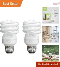Compact Fluorescent Light Bulb T2 Spiral E26 9W 40W Equiv Daylight 5000K 540 ...