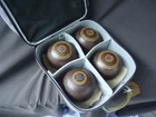 vintage set lawn bowls size 3  Henselite heavy  & bag super grip brown