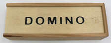 Vintage Domino Set Small Wood Box Sliding Top - English German instructions