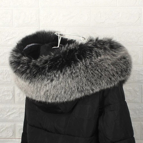 Sciarpa collo pelliccia sintetica donna uomo giacche invernali con cappuccio pelliccia orlo soffici rifiniture pelliccia - Foto 19 di 20