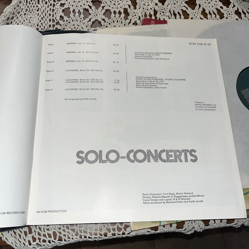 Solo Concerts Keith Jarrett Vinyl Record 3 LP Box Set Booklet 1973 ECM1035-37 - Image 4 of 4