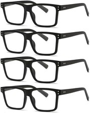 Oversized Reading Glasses for Men - 4 Pack Classic Square Large TR Frame Reader
