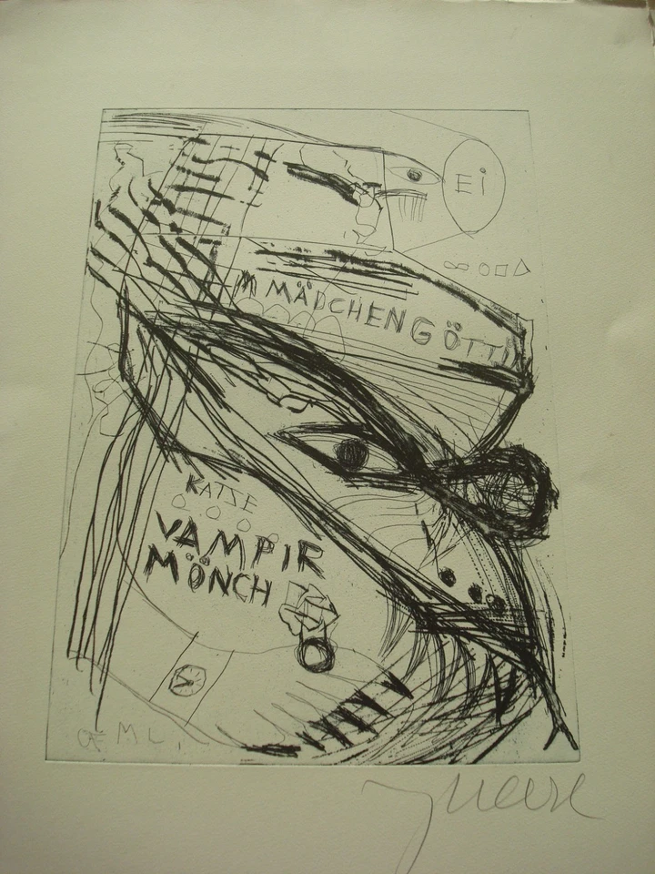 Jonathan Meese Radierung 5 Stück   handsigniert