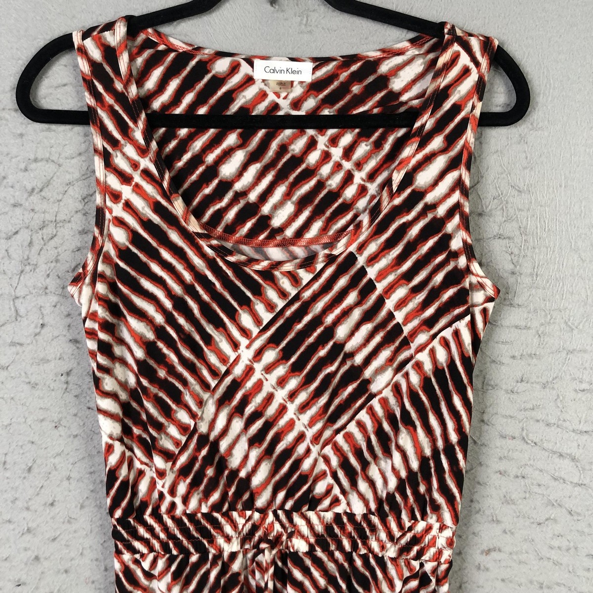 calvin klein red and black floral dress Calvin Klein Red Black Floral Crepe Sheath Dress size 6P