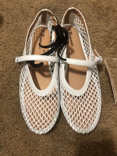No Boundaries NO BO Flats Women Size 10 White Mesh Shoes New With Tags