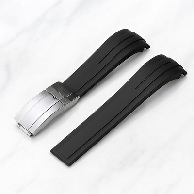 Oysterflex Rubber Strap for Rolex Models 20/21/22mm Curved End, Clasp Quality