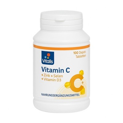 Vitalis Vitamin C Tabletten 100 Stück Mit Zink Selen&Vitamin D Nahrungsergänzung