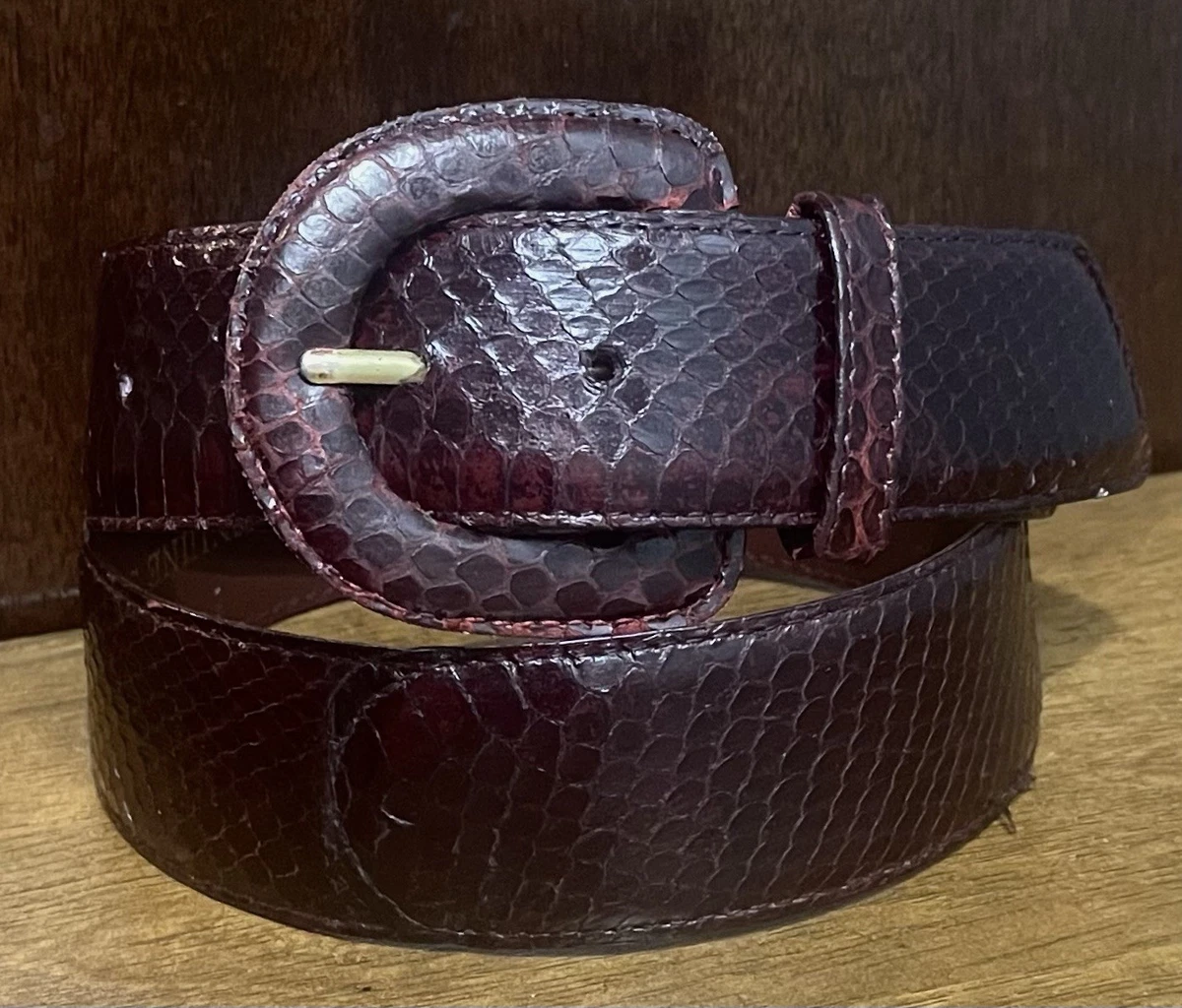 Genuine Snake Skin Belt in Burgundy.Size Small Fresco Golf main image 4