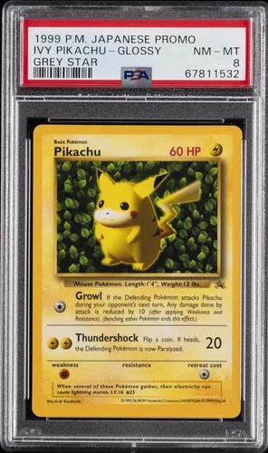 1999 POKEMON JPN COROCORO COMICS PROMO GREY STAR IVY PIKACHU-GLOSSY PSA 8