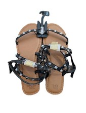 Time and Tru Women  s Gladiator Sandals Black Leather Size 8  9 New With Tags