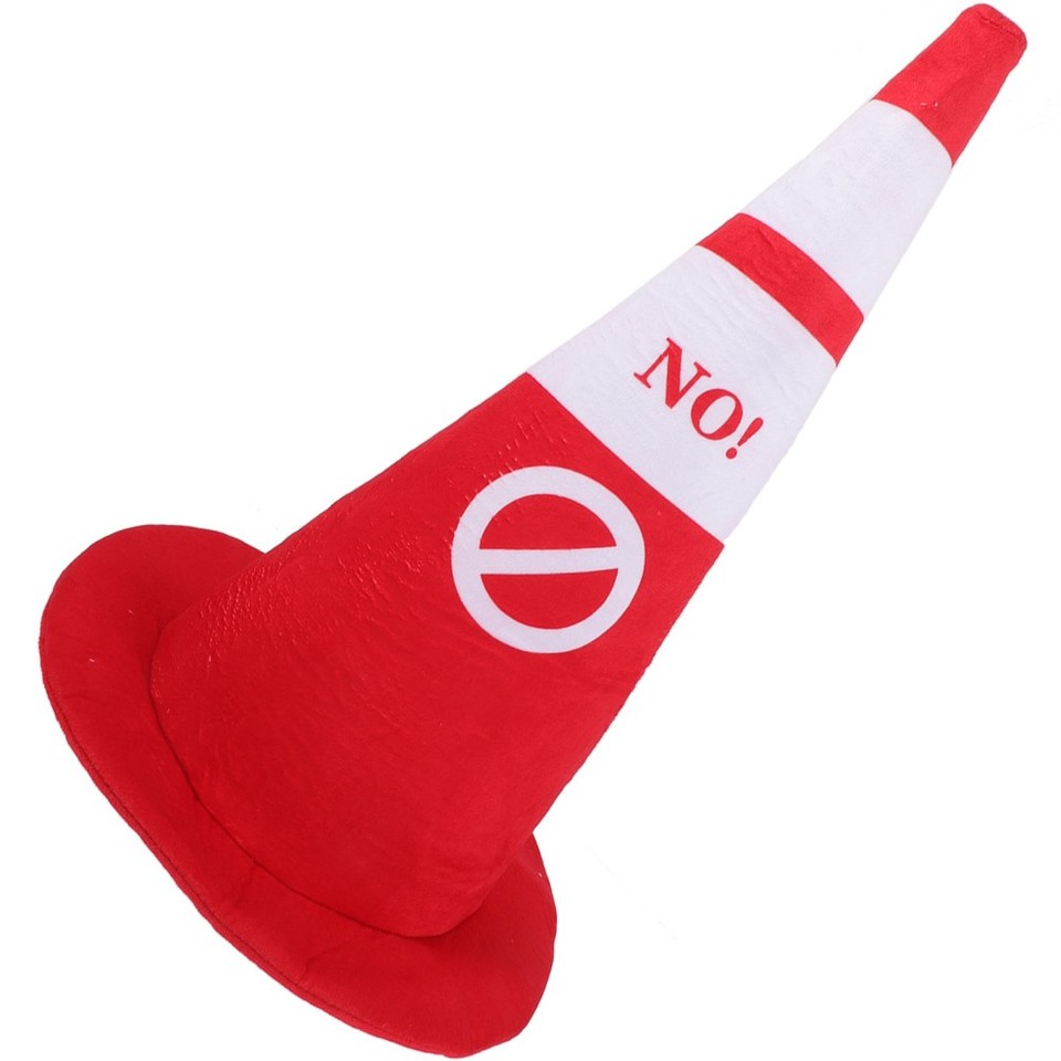 Red Day Prop Durable Plush Traffic Cone Hat Red Lightweight Party and Photo Prop ...