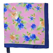 NWT Daniel Cremieux Pocket Square 16" 100% Silk Pink With Floral Design $29.50
