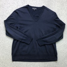 Brooks Brothers Sweater Men's Large Blue V-Neck Supima Cotton Preppy Tight Knit