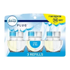 Febreze Plug In Air Freshener, Linen & Sky Scent, 0.87oz Refills, 3Ct (Pack of 1