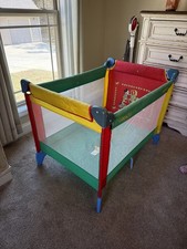 VTG 1990s Graco Pack N Play Red, Yellow, Green Disney Babies Mickey Rare HTF