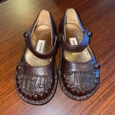 Glory Chen Brown Leather slip on Mary Jane toddler Girl's Shoes Dressy size 7