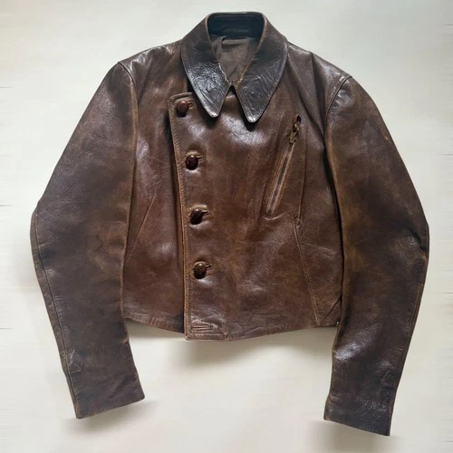 1930s–1940s Aviator Leather Jacket (Approx. Size L) image 2