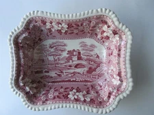 SPODE England SPODES TOWER PINK PLATTER dish 11” x 9" 