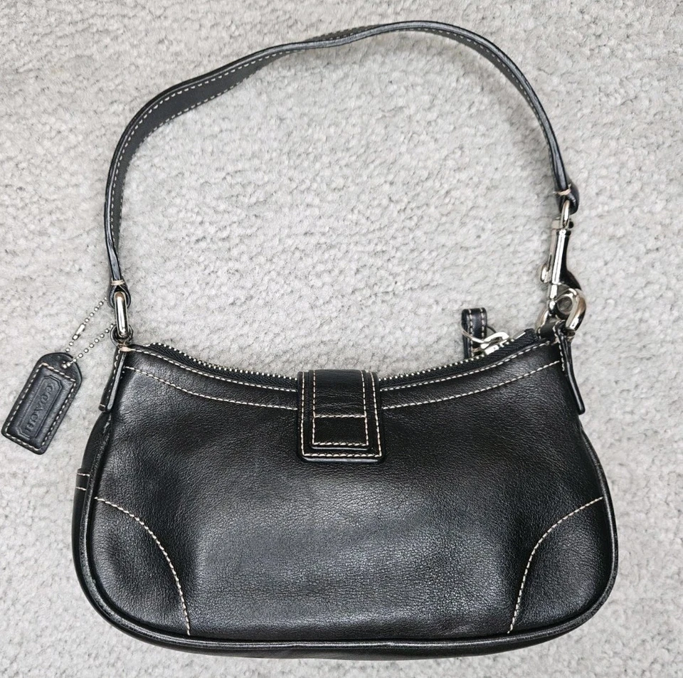 Coach Hamptons Leather Buckle Shoulder Hobo Bag “Barbie Bag” 7542 RARE Black - Image 2 of 4