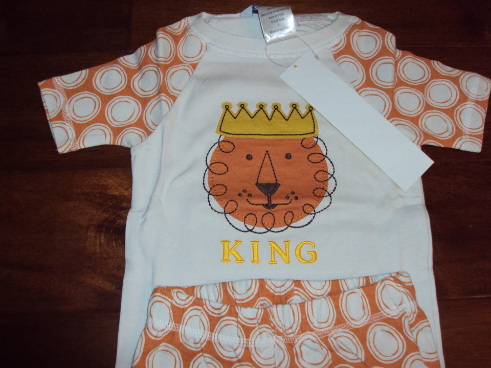 The Company Store Kids Boys Size 5  Lion 100% Cotton Summer Shorts Pajama Set - Image 2 of 3