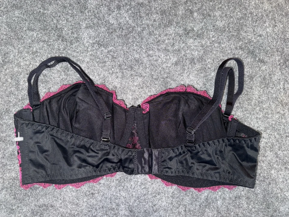 Fredericks of Hollywood 38C Lace Padded Cup Balconette Bra 4410 Black & Pink - Image 2 of 3
