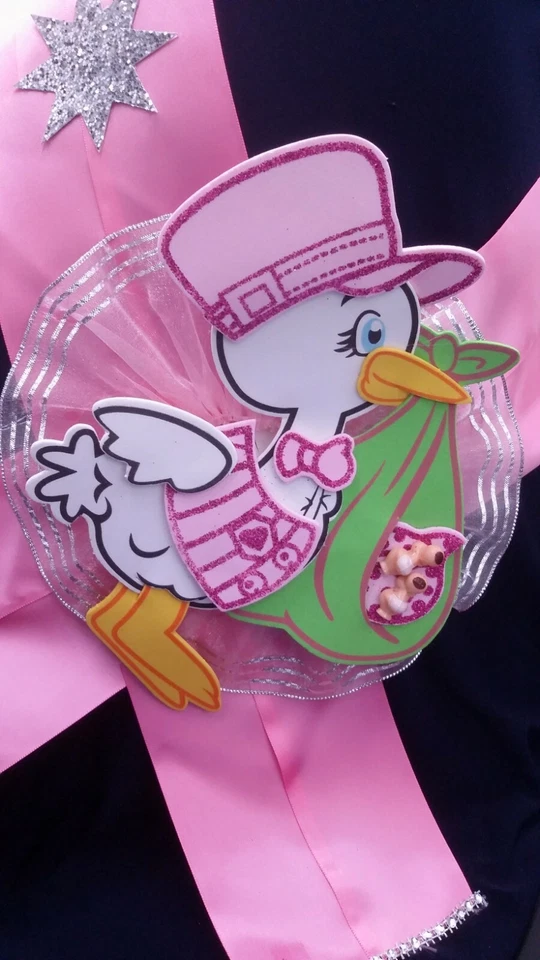 1 *FAJA PARA BABY SHOWER GEMELOS*Rosa/Niñas, favores de cinta, suministro de fiesta, regalo Foto 4 de 4