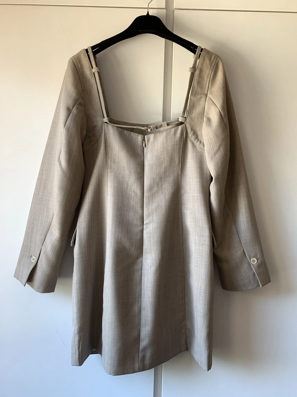 NEW S OUT!!! JACQUEMUS Maniu cutout wool mini dress Beige FR40 Suit Jacket