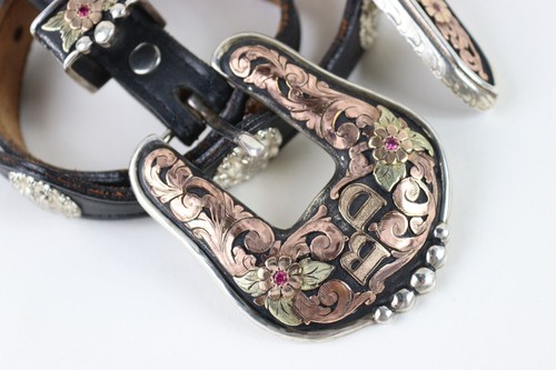 Bob Berg hand signed '98 10k GF Sterling buckle 1993 loop + 10 conchos 32" belt - Picture 2 of 16