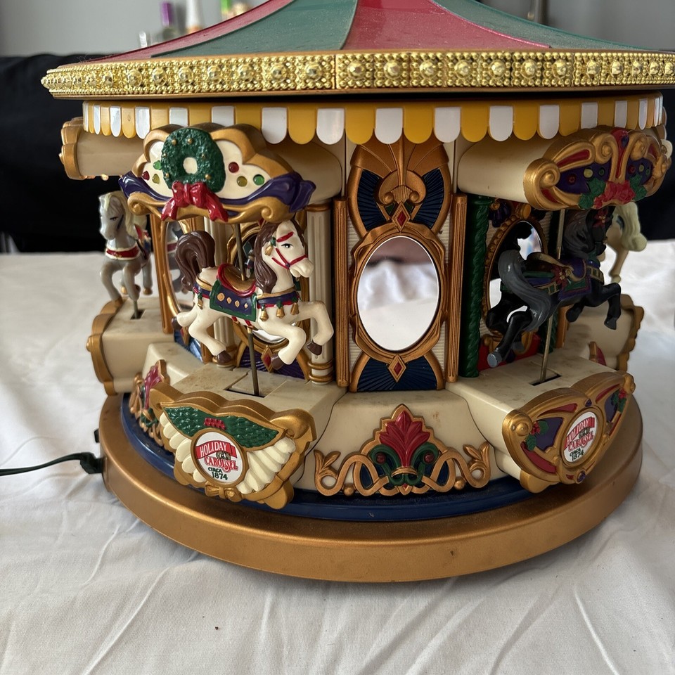 1994 Mr. Christmas Holiday Merry Go Round Animated Carousel 21 Carols
