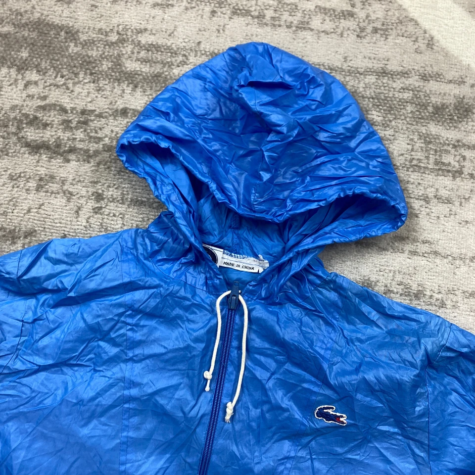 Chaqueta de lluvia vintage Lacoste para dama grande azul cocodrilo abrigo con capucha IZOD para mujer Foto 4 de 4