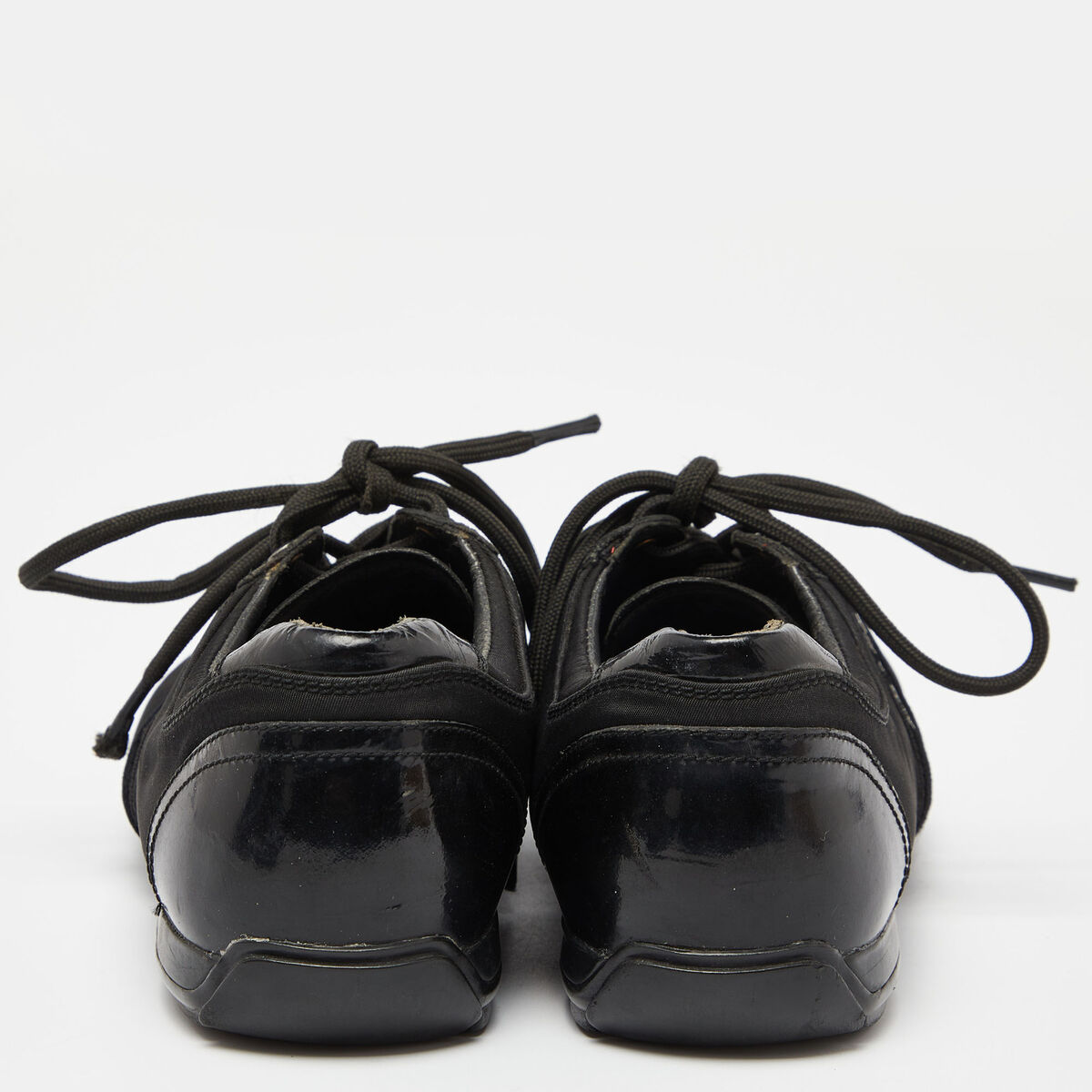 Prada Sport Black Patent Leather and Nylon Low Top Sneakers Prada Sport Black Patent Leather and Nylon Low Top Sneakers