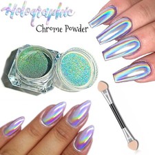 Unicorn Holographic Nail Powder Ultra Fine Chrome Rainbow Effect Pigment 15um UK