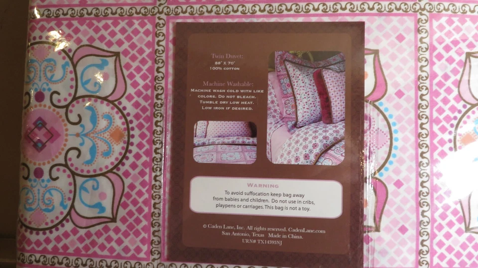 CADEN LANE MODERNA COLECCIÓN VINTAGE ROPA DE CAMA Rosa Doble Funda Nórdica 88" x 70" NUEVA Foto 4 de 4
