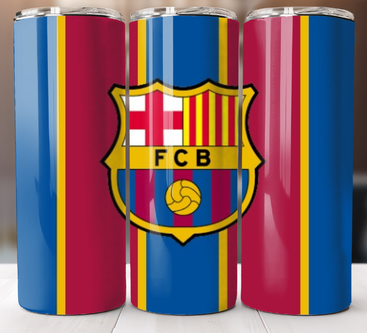 FC Barcelona Soccer Futbol Tumbler 20 oz Skinny Cup Mug Stainless Steel