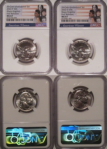 2022 P & D Maya Angelou 25c NGC MS 67 American Women Quarter FIRST RELEASES