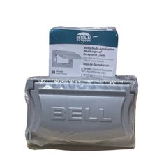 2- BELL OUTDOOR Aluminum Gray 1-Gang Flip Universal 12-n-1 Receptacle Cover