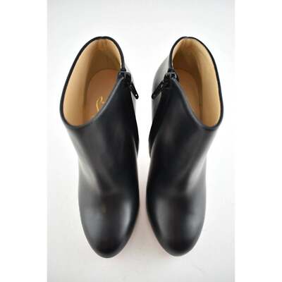 Christian Louboutin Belle 100 Black Calf Leather Ankle Zipper Heel