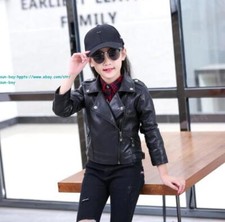 New Spring/ Fall Kids Child Faux Leather Jacket Casual Girls PU Coats Outerwear