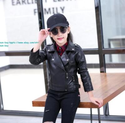 New Spring/ Fall Kids Child Faux Leather Jacket Casual Girls PU Coats  Outerwear