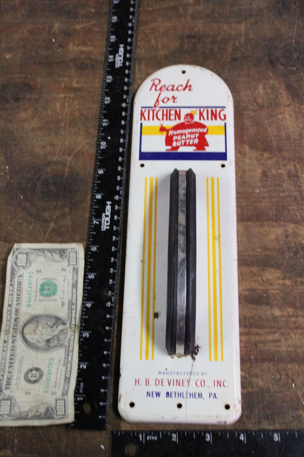 RARE 1950s KITCHEN KING PEANUT BUTTER PIN STRIPE METAL BAKELITE DOOR PULL SIGN eBay