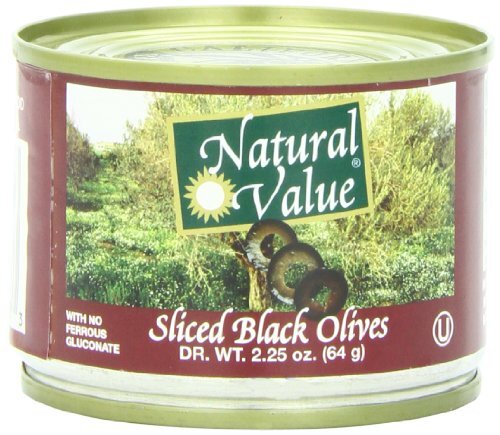 Банка черных оливок, нарезанных ломтиками натуральной ценности, 2,25 унции