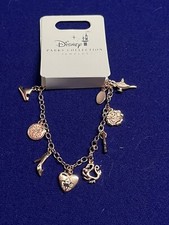 Disney Parks Collection Princess Icon Charms Bracelet New TIARA SLIPPER ROSE FOR