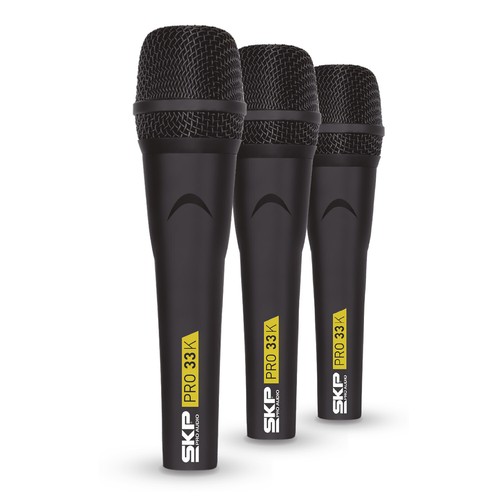 (3 Pack) SKP Pro Audio PRO-33K Professional Dynamic Cardioid Microphones Kit - Picture 2 of 7