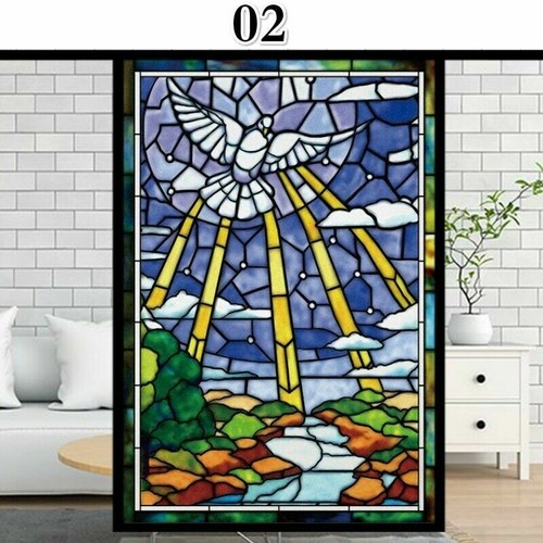 Static Window Film Translucent Frosted Stained Church Glass Sticker Privacy Home - Picture 11 of 20
