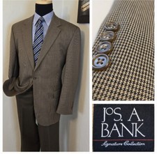 Jos A Bank Signature Houndstooth Sport Coat Wool 44R Blazer Casual Suit Jacket